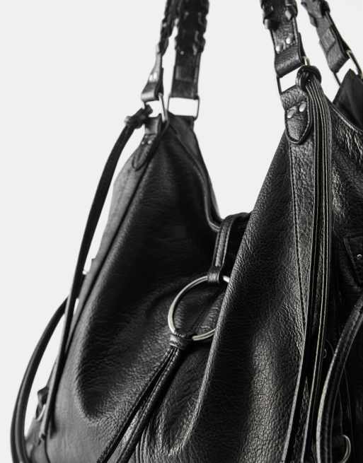 Pull&Bear tote tas met ringdetail in zwart, 3 van 4