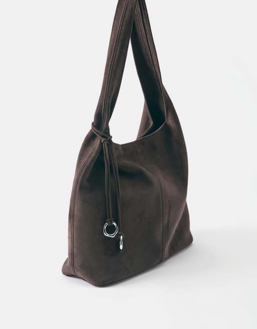Pull&Bear tote tas met versiering in bruin, 2 van 5