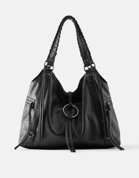Pull&Bear toteväska med ringdetalj i svart - view 1