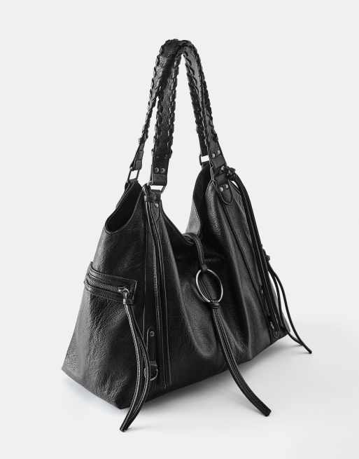 Pull&Bear toteväska med ringdetalj i svart, 2 av 4