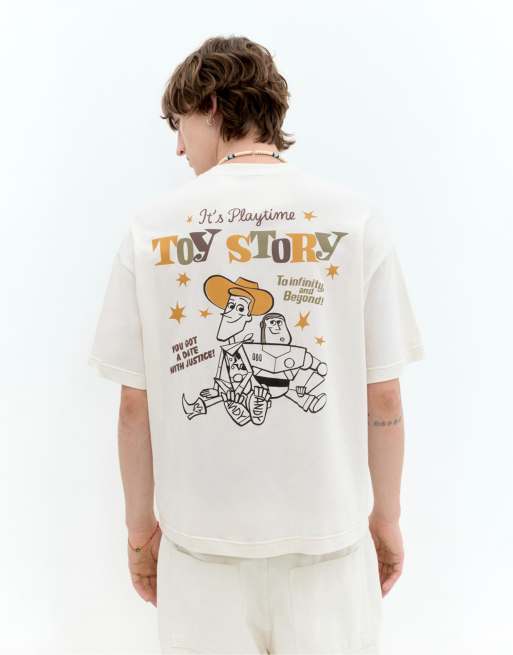 Pull&Bear - Toy Story - T-shirt oversize bianco sporco, 2 di 4