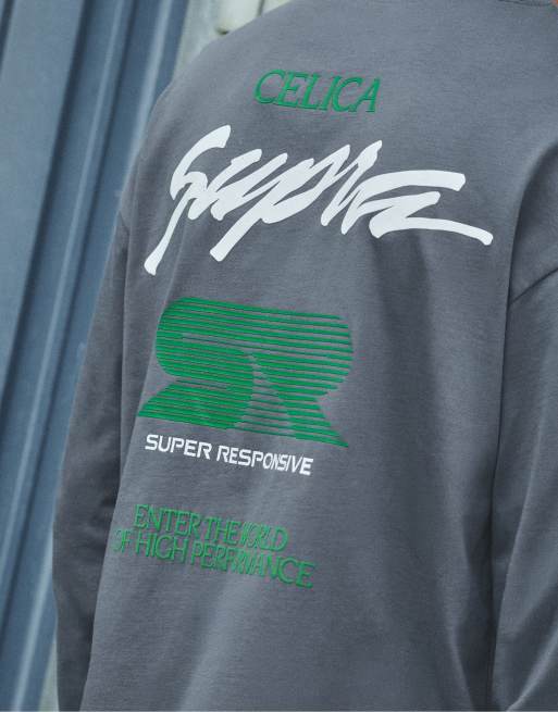 Pull&Bear Toyota celica långärmad t-shirt i mörk antracit, 7 av 7