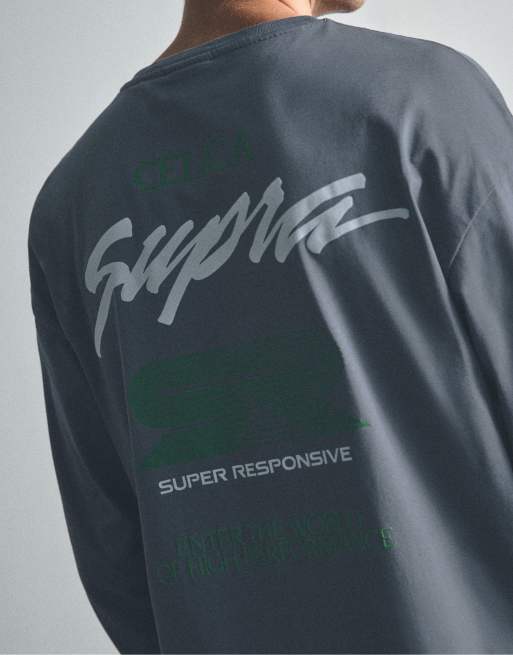 Pull&Bear Toyota celica long sleeve t-shirt in dark anthracite, 4 of 7