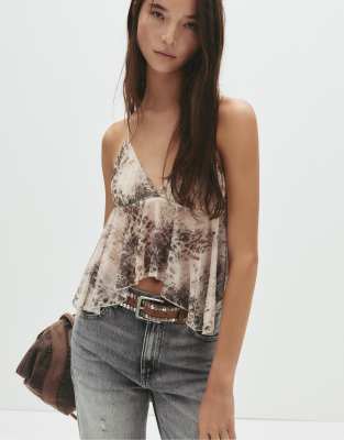 Pull & Bear - Trägeroberteil mit Print 1-Bunt