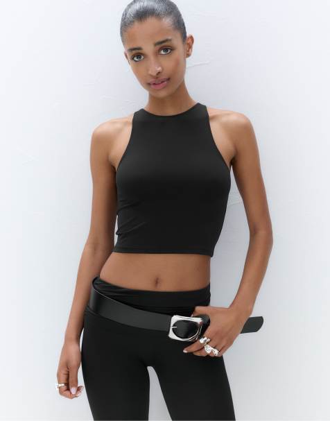Pull&Bear – Trägertop aus Polyamid in Schwarz - view 1