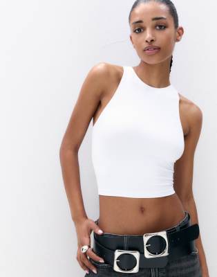 Pull & Bear - Trägertop aus Polyamid in Weiß
