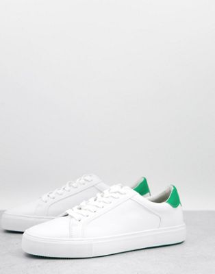 Pull&Bear trainer in white with green back tab
