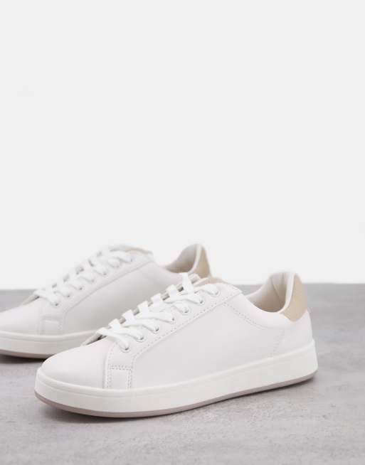 Pull&Bear trainers in white with beige back tab | ASOS