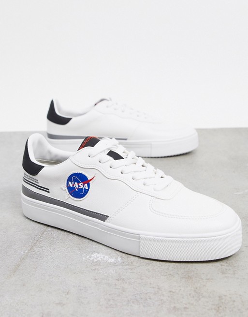Pull&Bear trainers with Nasa print in white