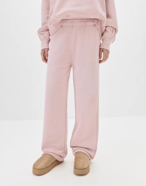 Pull&Bear - Trainingsbroek met wijde pijpen in roze - view 1