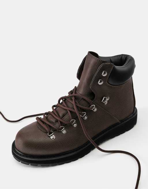 Pull&Bear trekkinglaarzen met veters in bruin, 3 van 5