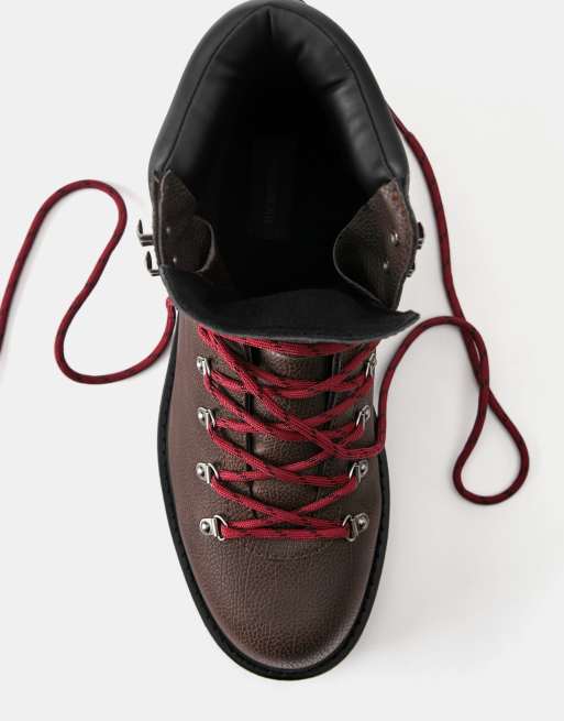 Pull&Bear trekkinglaarzen met veters in bruin, 5 van 5