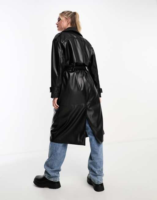 Veste Noire Veste Cuir Pull And Bear Homme Pull&Bear Trench-coat