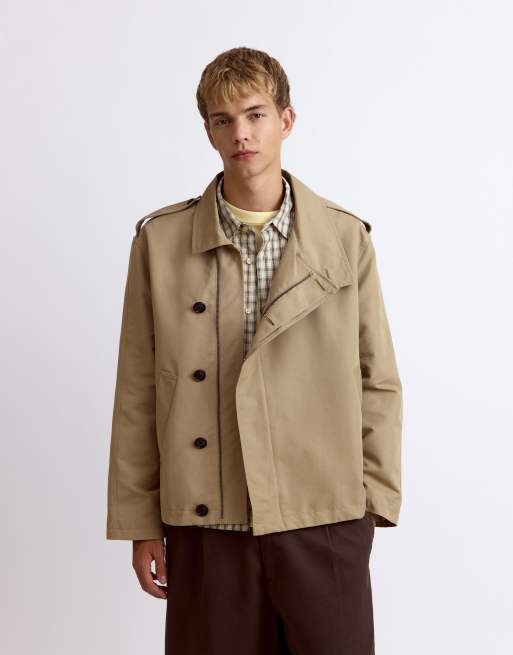Pull&Bear trench corto color sabbia, 1 di 7
