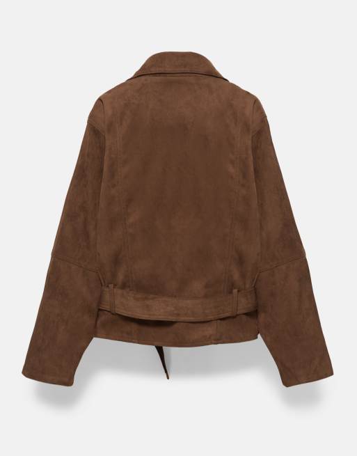 Pull&Bear trenchcoat i mockaimitation, kort modell, brun, 4 av 5