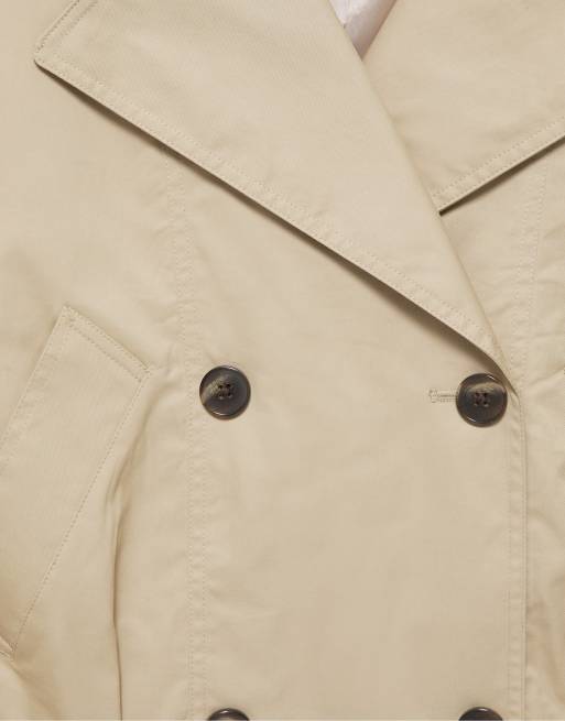 Pull&Bear trenchcoat med ballongpassform i sand, 7 av 7