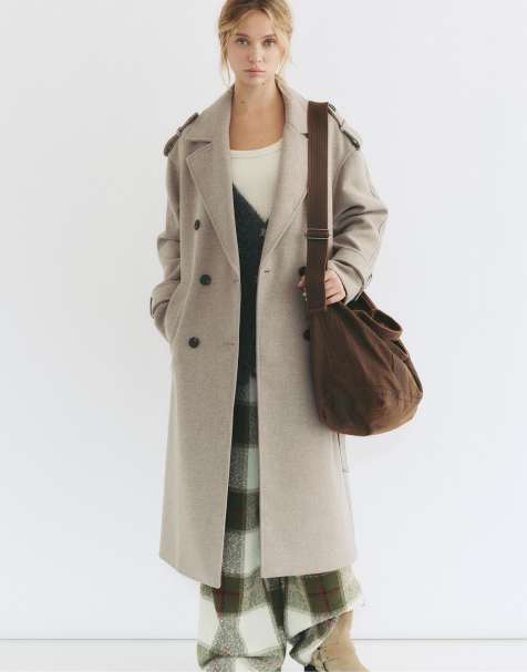 Pull&Bear - Trenchcoat met riem in beige - view 1