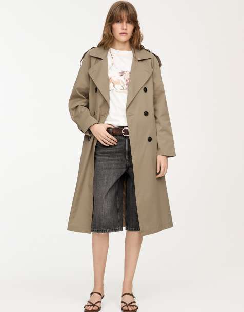 Pull&Bear - Trenchcoat met riem in zand - view 1