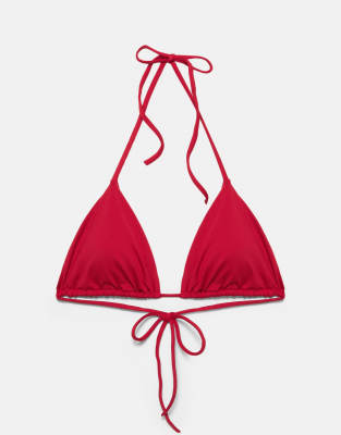 Pull & Bear - Triangel-Bikinioberteil in Rot