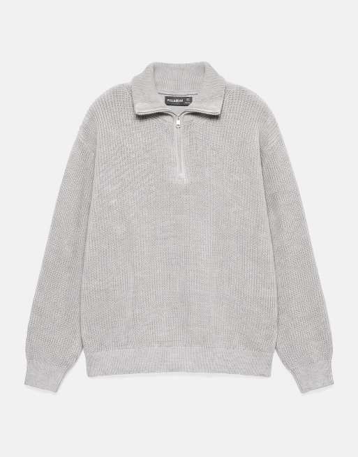 Pull&Bear tröja med halv dragkedja i marinblått, 5 av 7