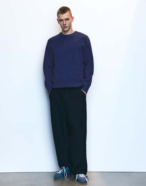 Pull&Bear tröja med rund halsringning i indigo, 4 av 7
