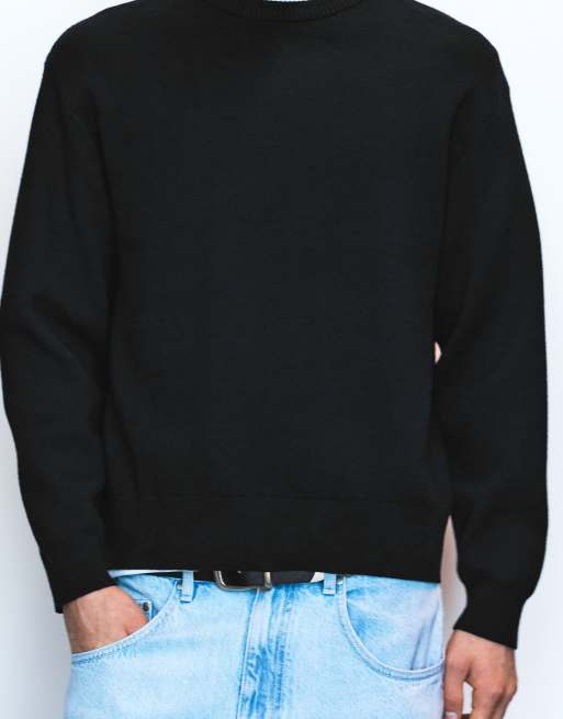 Pull&Bear tröja med rund halsringning i svart, 3 av 7