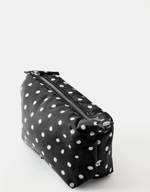 Pull&Bear - Trousse de toilette en nylon imprimé à pois - Noir, 3 de 4