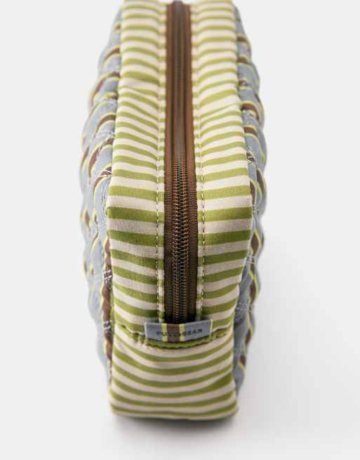 Pull&Bear trousse de toilette matelassée à rayures verte, 3 de 4