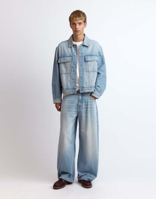 Pull&Bear Trucker denim jacket in pale indigo, 4 of 7