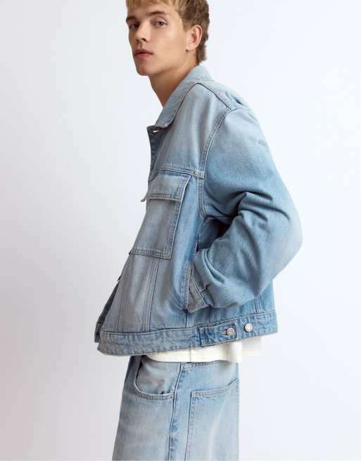 Pull&Bear Trucker denim jacket in pale indigo, 5 of 7
