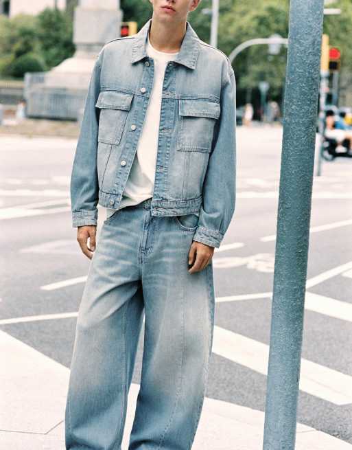 Pull&Bear Trucker denim jacket in pale indigo, 6 of 7