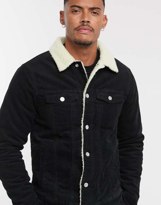 Pull Bear trucker jacket in black