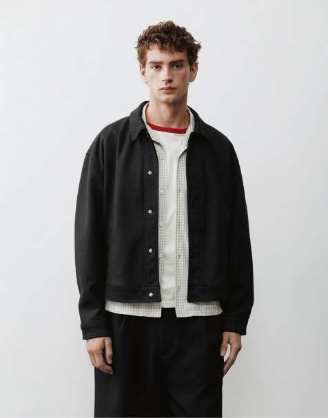 Pull&Bear Trucker jacket in black - view 1