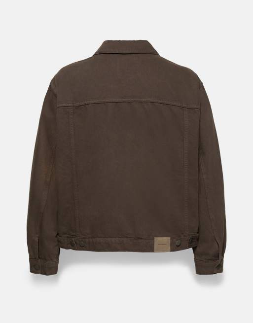 Pull&Bear Trucker jacket in brown, 5 of 5