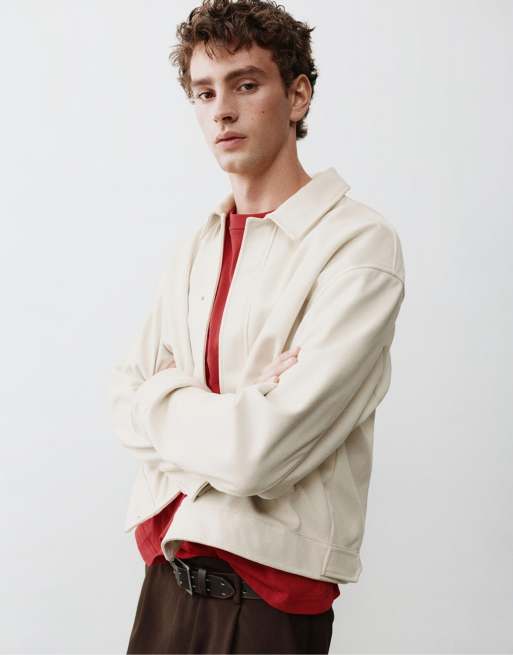 Pull&Bear Trucker jacket in off white, 3 of 7
