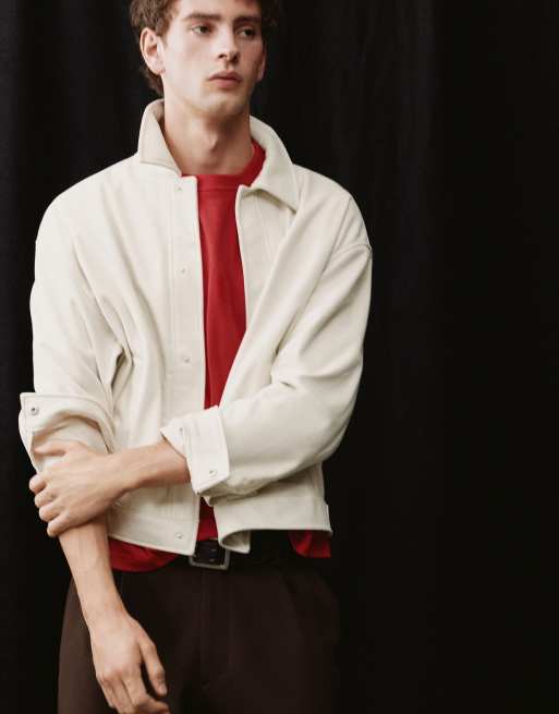 Pull&Bear Trucker jacket in off white, 5 of 7