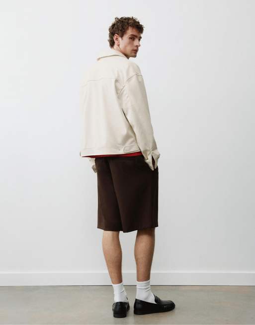 Pull&Bear truckerjack in gebroken wit, 2 van 7