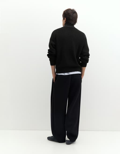 Pull&Bear trui met halve rits in zwart, 2 van 7