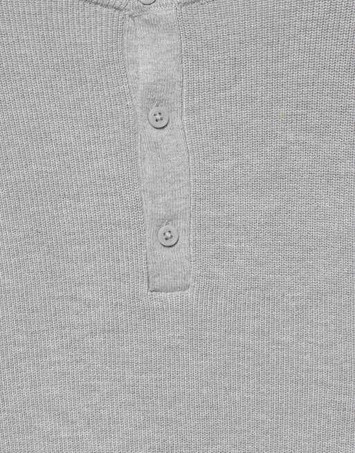 Pull&Bear trui met Henley-hals in gemêleerd grijs, 5 van 6