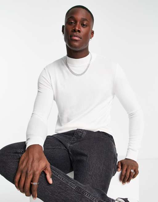 Pull&Bear - Trui met opstaande halslijn in wit