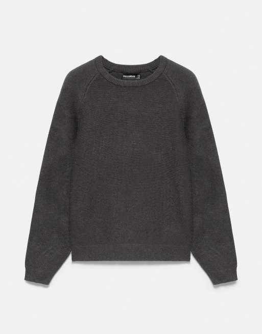 Pull&Bear trui met raglanmouwen in donker antraciet, 5 van 7