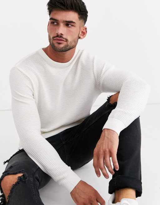 Pull&Bear - Trui met ronde hals in crème
