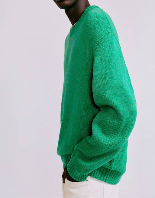 Pull&Bear trui met ronde hals in groen, 4 van 7