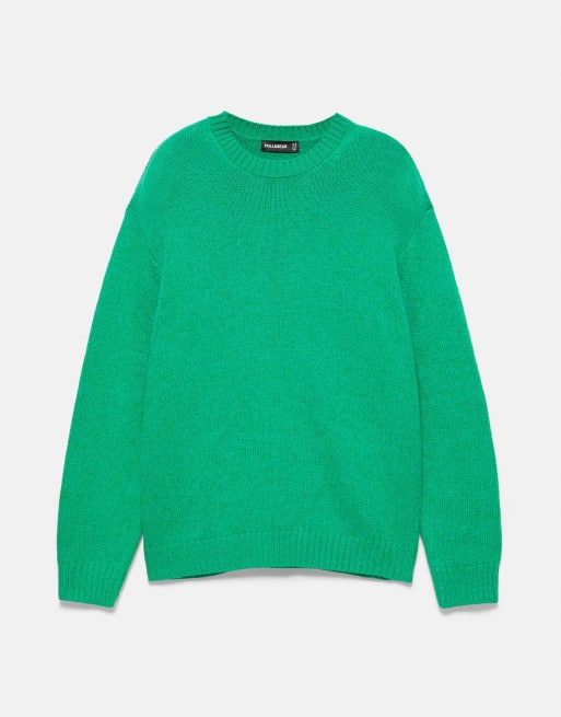 Pull&Bear trui met ronde hals in groen, 5 van 7