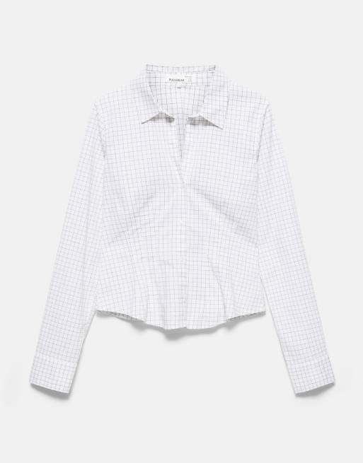 Pull&Bear tætsiddende skjorte med brede manchetter i kulsort, 6 af 7