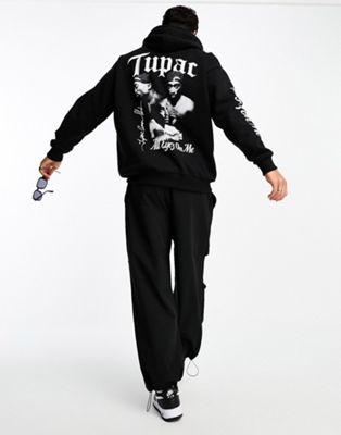 Pull&Bear Tupac All Eyes On Me hoodie in black