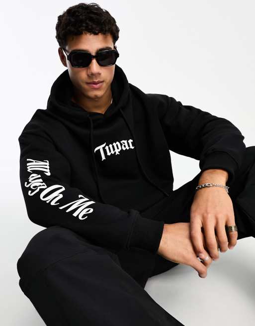 Pull Bear Tupac All Eyes On Me hoodie in black ASOS