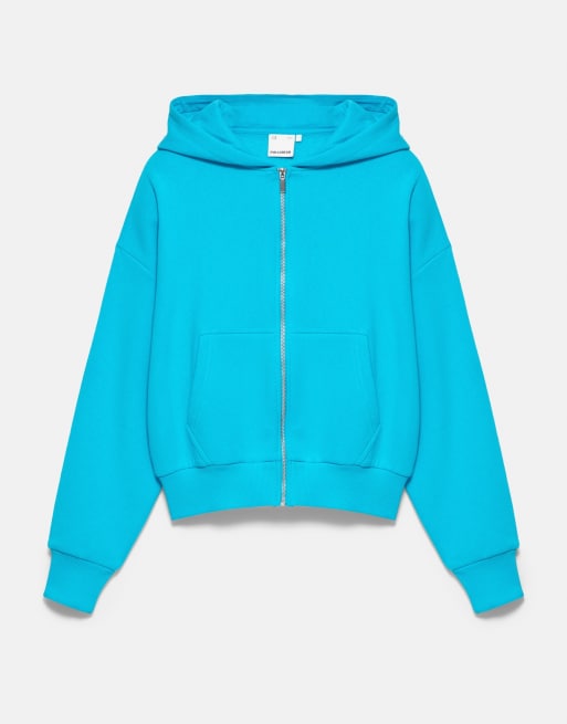 Pull&Bear türkisfarbener Hoodie mit Reißverschluss, 5 von 7