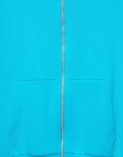 Pull&Bear türkisfarbener Hoodie mit Reißverschluss, 6 von 7