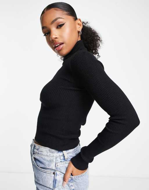 Pull&Bear turtle neck jumper in black | ASOS